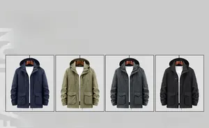 Herren Outdoor Windjacke mit Taschen in den Farben Blau, Khaki, Grau und Schwarz