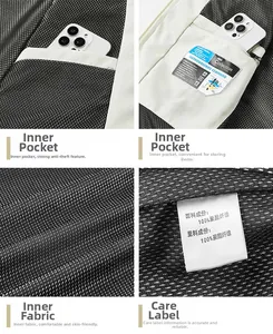 Detail of breathable mesh lining and anti-theft inner pocket on men's casual vest