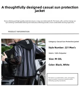 Detail view of lightweight men's sun protection jacket with breathable mesh and hood