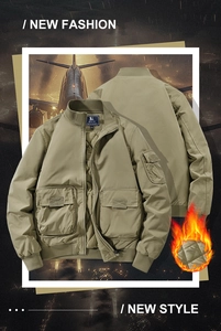 Detail of quilted diamond lining on khaki flight jacket for windproof warmth