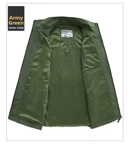 Detail view of the breathable mesh lining and brand label inside the green vest