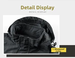 Detailansicht des winddichten Stehkragens und Netzfutters dieser Outdoor-Herrenjacke