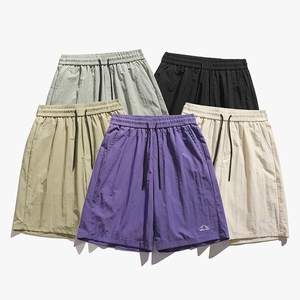 Men's quick-dry casual shorts in five colors with elastic waist and mountain logo