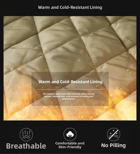 Macro shot of army green quilted diamond lining for thermal bomber jacket insulation