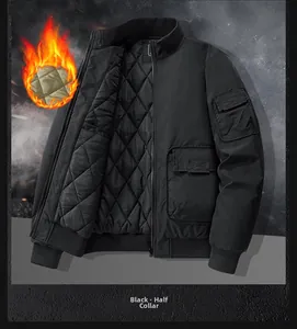 Detail of black flight jacket featuring quilted diamond lining and ribbed windproof cuffs