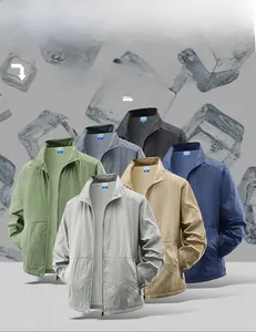 Detail view of lightweight down jackets in multiple colors with duck down filling