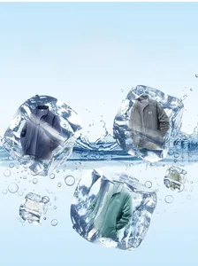 Three colors of breathable sun protection jackets encased in cooling ice blocks