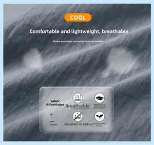 Close-up of gray breathable fabric with wrinkle texture and anti-pilling features