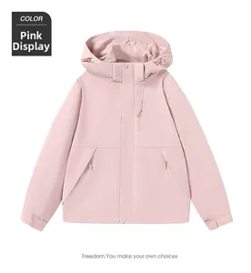 Pink outdoor jacket detail showing adjustable velcro cuffs and smooth waterproof fabric
