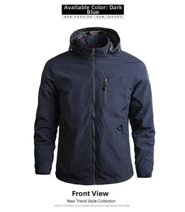 Détails du coupe-vent bleu marine avec poche poitrine et poignets réglables par velcro