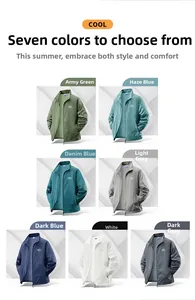 Detailed grid showing lightweight sun protection jackets in seven assorted colors