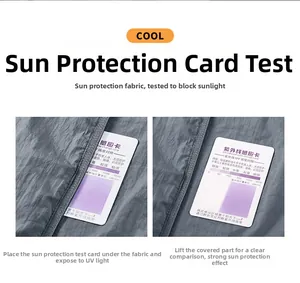 Detailed UV intensity test of grey sun protection fabric showing fabric breathability