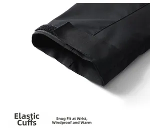 Macro detail of windproof jacket sleeve with adjustable velcro strap and elastic cuff