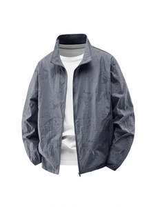 Veste de protection solaire légère pour homme bleu fumée avec col montant chic