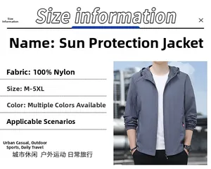 Tableau des tailles pour la veste de protection solaire légère à capuche pour homme