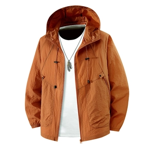 Men Sun Protection Hooded Jacket Lightweight Breathable Nylon Ice Satin UPF 50 Plus Cooling Quick Dry Outdoor Fishing Casual Zip Up Outerwear