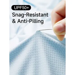 Breathable UPF50+ ice silk sun protection fabric with snag-resistant micro-grid texture