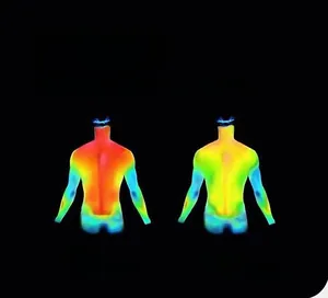 Vista termografica che mostra le prestazioni del tessuto refrigerante sotto il sole