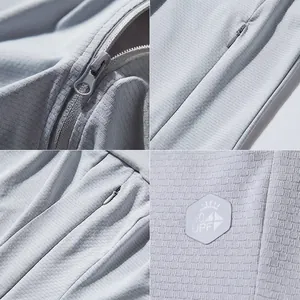 UPF 50+ sun protection jacket in light grey with ice silk fabric and zip pockets
