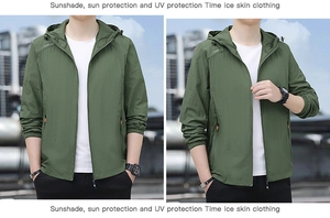 Détail de la veste de protection solaire vert armée en tissu ultra-fin et poignets élastiques