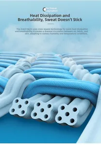Vue macro du tissu croisé montrant une haute respirabilité et technologie de fraîcheur