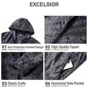 Veste de protection solaire camouflage respirante avec capuche pour la pêche et le vélo