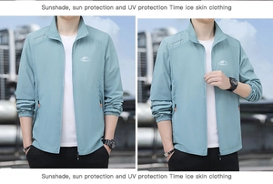 Detailed view of lightweight ice silk sun protection jacket with full zipper and pockets
