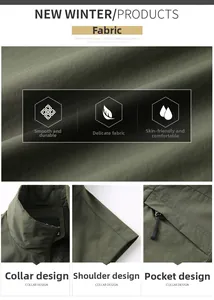 Detail view of smooth green outdoor vest fabric with zipper pocket and shoulder stitching