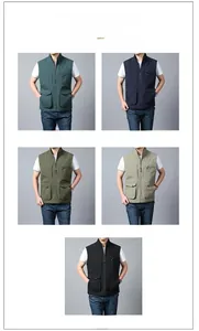 Vue détaillée en grille de gilets de travail extérieurs pour hommes en cinq couleurs et poches