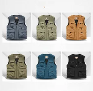 Detailed view of durable multi-pocket outdoor vest available in six professional colors