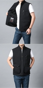 Vue détaillée du gilet multipoches avec poche intérieure fonctionnelle et doublure durable