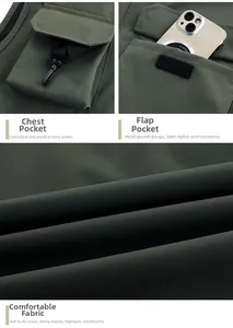 Detailansicht der schnelltrocknenden Angelweste mit Taschen und Klettverschlüssen