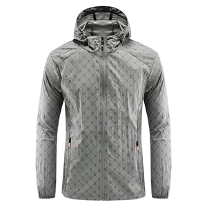 Men Sun Protection Jacket Thin Lightweight Hooded Windbreaker B Letter Monogram Print Summer Outdoor Breathable Fashion Hoodie Top