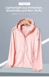 Dettaglio della giacca rosa anti-UV UPF 50+ con tessuto traspirante a motivo foglia