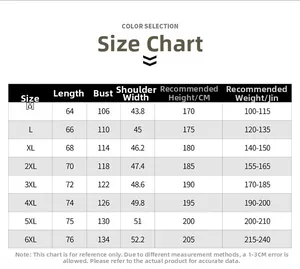 Detailed size chart for men's outdoor vest featuring measurements from M to 6XL