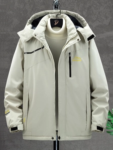 Veste à Capuche Extérieur Homme Imperméable Coupe-vent Doublé Polaire Manteau d'Hiver Épaissi Thermique Coupe-vent pour Voyage Quotidien