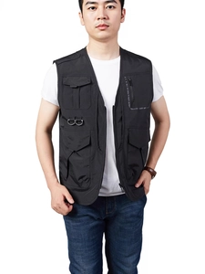 Herren Outdoor Angelweste mit mehreren Taschen und V-Ausschnitt Reißverschluss