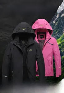 Detail of outdoor jacket showing breathable mesh lining and adjustable velcro cuffs