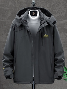 Veste de randonnée homme gris foncé imperméable avec doublure polaire chaude