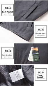 Detailed view of inner pockets, hem, and fabric labels for men's outdoor casual vest