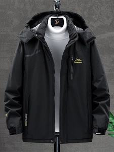 Veste à capuche noire imperméable pour homme avec doublure polaire pour la chaleur d'hiver