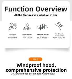 Windproof and waterproof outdoor jacket features with detachable hood design and breathable fabric