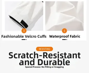 Detail of waterproof jacket cuff with velcro strap and scratch-resistant fabric texture