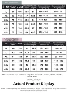 Size guide for sun protection clothing with measurements for men and women