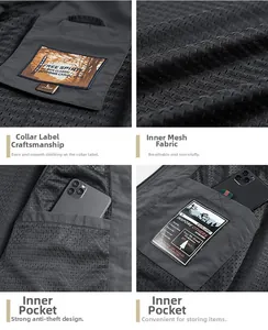 Detail view of breathable mesh lining and secure inner phone pockets for outdoor vest