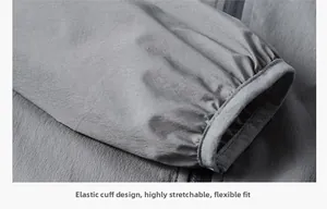 Macro shot of elastic cuffs on a dark grey sun protection jacket for summer