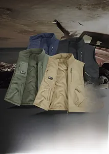 Detail of reversible fleece-lined vest in multiple colors for outdoor warmth