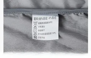 Detail macro shot of clothing wash label showing 96% nylon and 4% spandex blend