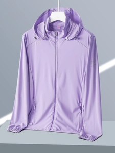 Women's light purple UV protection sun jacket with UPF 50 plus rating and hood