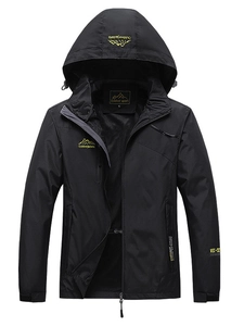 Polyester Waterproof Windproof Outdoor Jacket Detachable Hood Sport Coat For Hiking Mountain Climbing Couple Casual Top